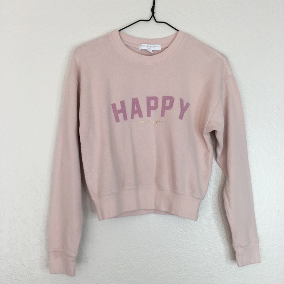 Spiritual Gangster Tops - Spiritual Gangster blush pink Happy crop pullover